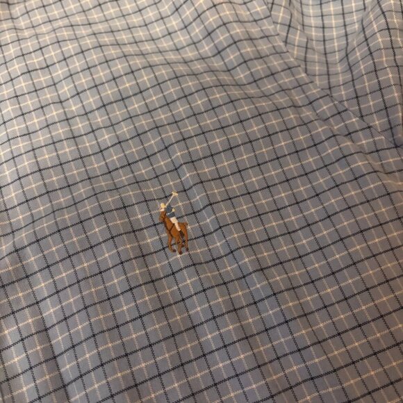 Ralph Lauren Blue Label Blue/White Check Cotton Button Front Shirt Mens Sz Large - Picture 6 of 8